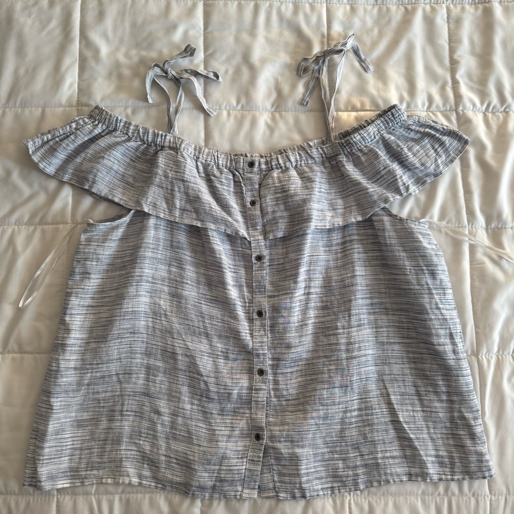 Lucky Brand Off-Shoulder Striped Blouse Size XL